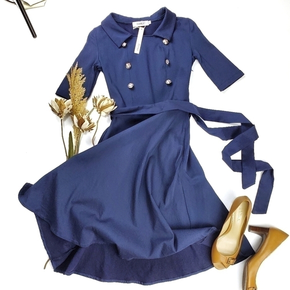 Comila Vintage 50 60's Style Navy Dress Size Small - Picture 14 of 15